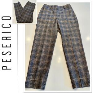 Peserico womens gray,tan and brown Plaid ankle trousers